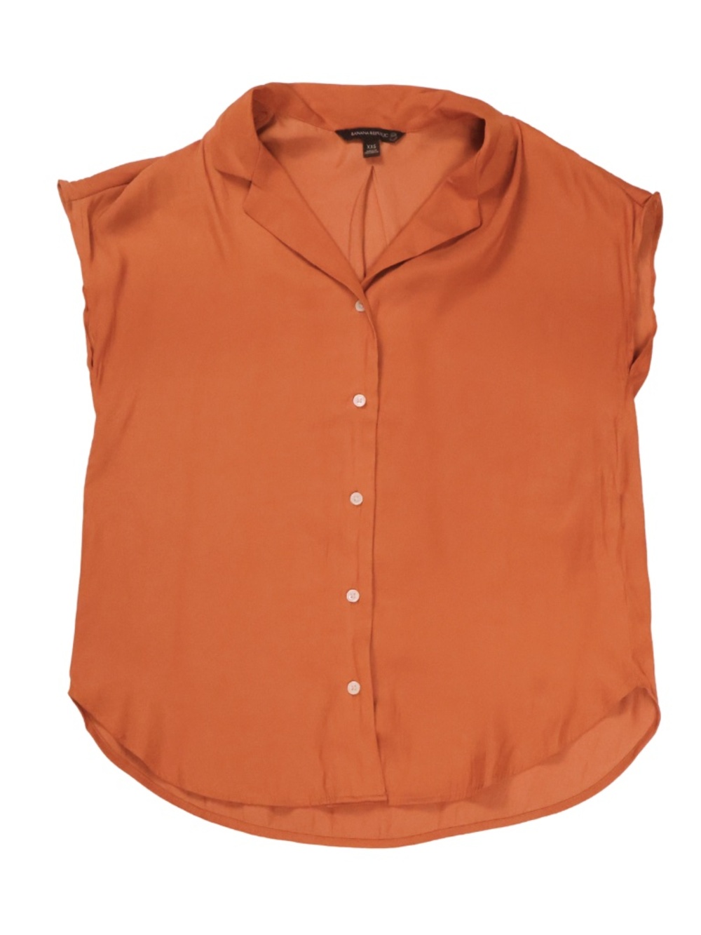 Banana Republic Womens XXS Burnt Orange Button Front Blouse Relaxed Shirt